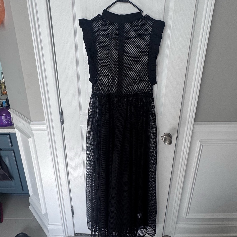 Black Mesh Ruffle Dress - Picture 4 of 5